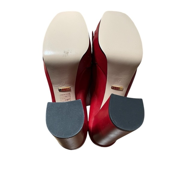 Gucci Marmont Fridge Red Platform High Heels Loafers - Picture 10 of 12
